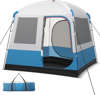 5 Person Camping Tent, Portable Backpacking Tent with Removable Rainfly, Floor Mat, 3 Mesh Walls & Zippered Doors, Carrying Bag, Family Dome Tent for Camping, Hiking, Traveling, Picnic