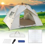 Camping Tent 2-4 Seats with Moisture Proof Cushion Pop Up Tent Ultralight UV Protected Waterproof Insulated for Backpacking, Hiking and More
