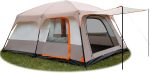 Extra Large Tent 6-10-12 Person(A),Family Cabin Tents,2 Rooms,3 Doors and 3 Windows with Mesh,Straight Wall,Waterproof,Double Layer,Big Tent for Outdoor,Picnic,Camping,Family Gathering