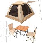 Camping Set with Waterproof Tent, Folding Table & 2 Chairs - Lightweight, Portable & Easy to Assemble - Ideal for Outdoor, Hiking, Fishing & Festival