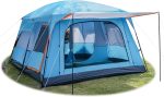 Extra Large Tent 10-12-14 Person(Style-B),Family Cabin Tents,2 Rooms,3 Doors and 3 Windows with Mesh,Straight Wall,Waterproof,Double Layer,Big Tent for Outdoor,Picnic,Camping,Family Gathering